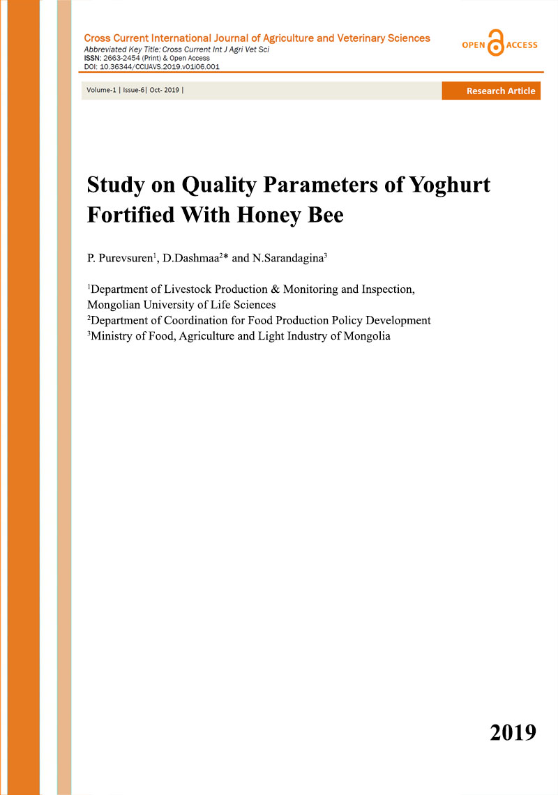 «Study on Quality Parameters of Yoghurt Fortified With Honey Bee» номын хавтас